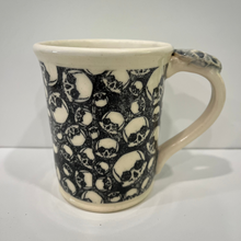 Load image into Gallery viewer, Pottery Mug with skull underglaze transfer.