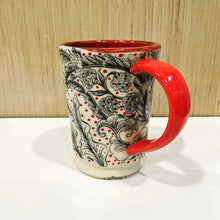 Load image into Gallery viewer, Red, Black and White Pottery Mug 2
