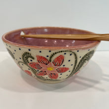 Load image into Gallery viewer, Pink Flower Noodle Pottery Bowl
