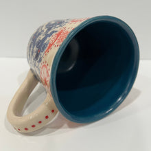 Load image into Gallery viewer, Red, White and Blue Pottery Mug Inside View
