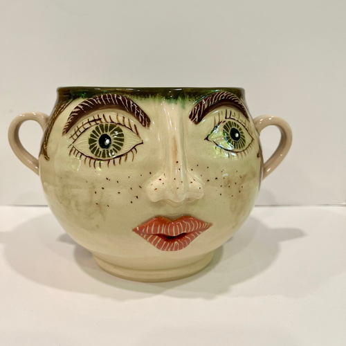 Green-Eyed Girl Pottery Bowl