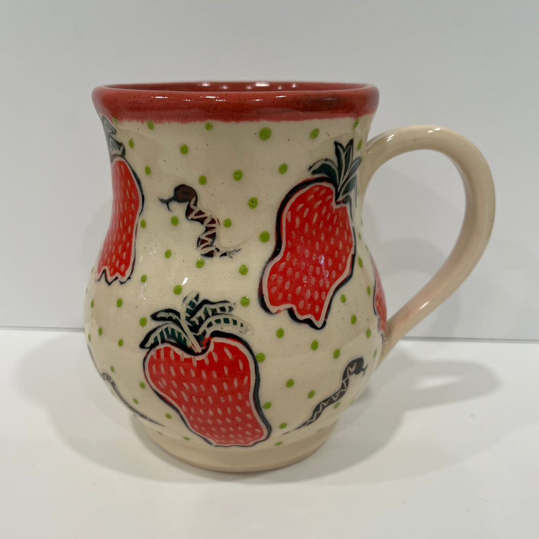 Strawberry and Snake Pottery Mug