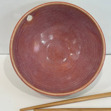Load image into Gallery viewer, Inside of pink flower noodle pottery bowl
