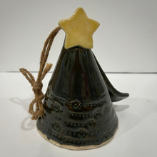 Load image into Gallery viewer, Dark green ceramic bell with a yellow star on a white background
