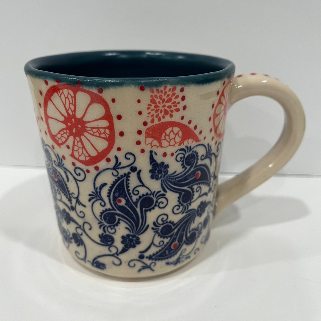 Red, White and Blue Pottery Mug