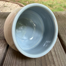Load image into Gallery viewer, Matcha Tea Bowl sitting on its side showing the light blue interior.
