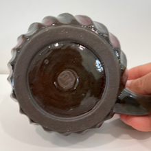 Load image into Gallery viewer, Chocolate brown Swirl Pottery Mug bottom.
