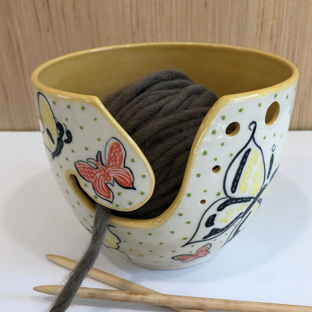 Butterfly Pottery Yarn Bowl