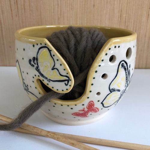 Butterfly Pottery Yarn Bowl