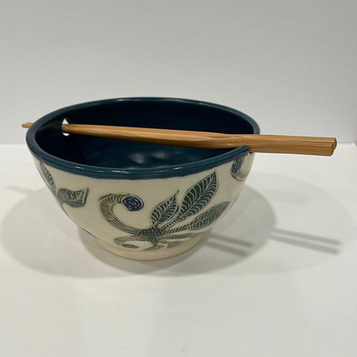 Noodle Pottery Bowl with Chopsticks
