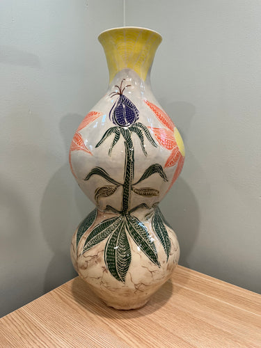 Large Pottery Vase with Flowers
